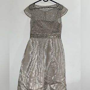 Silver Sequin Kay Unger Cocktail Dress